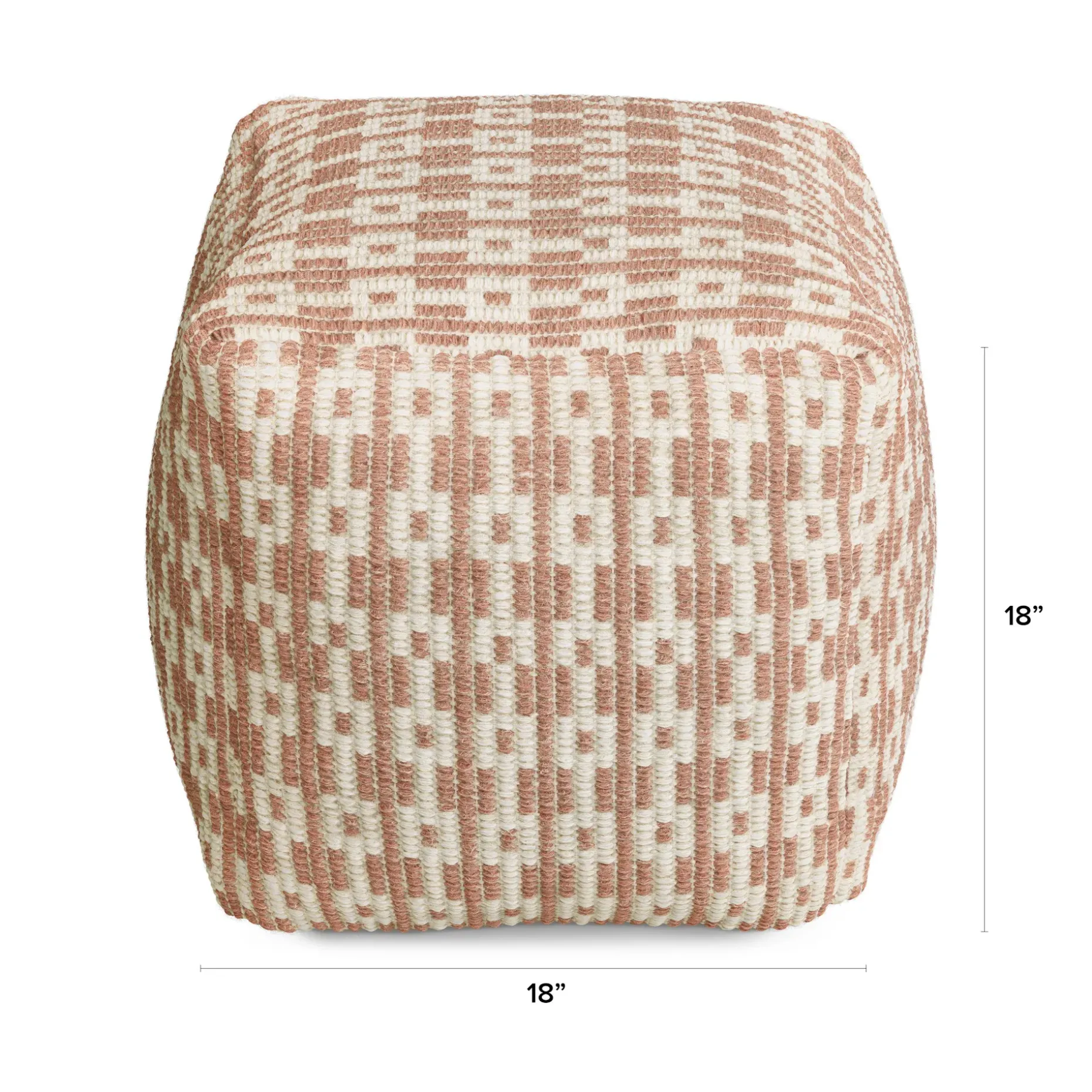Mia 18" Pouf - Antique Rose