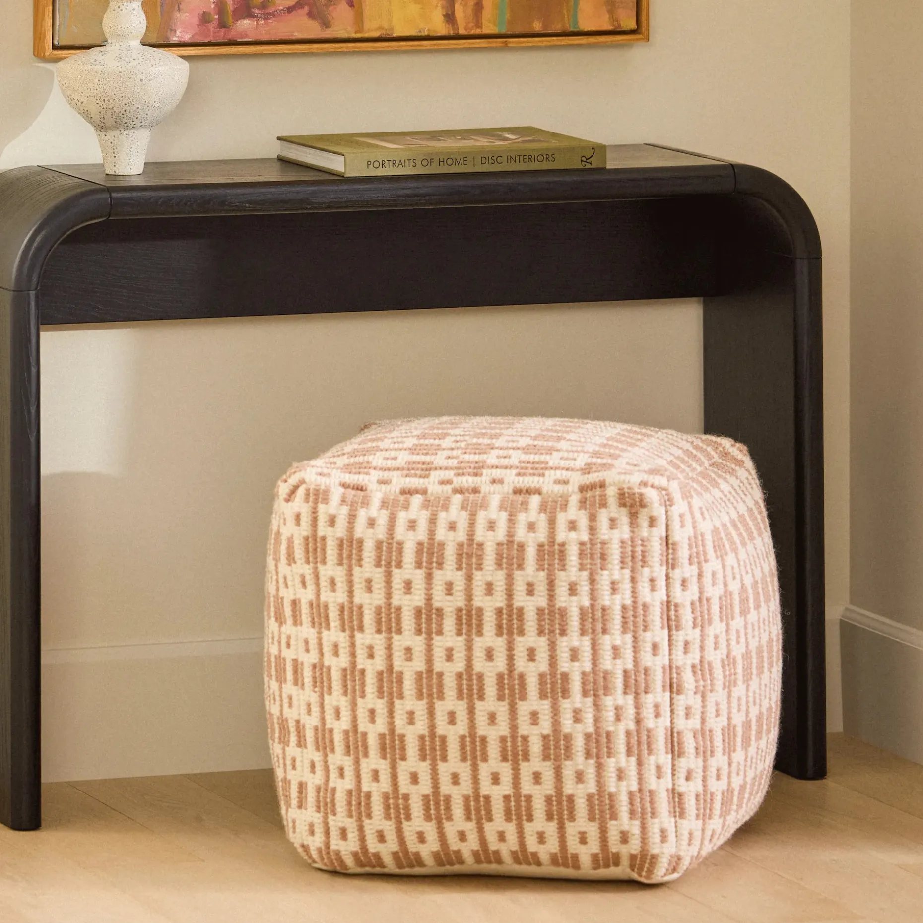 Mia 18" Pouf - Antique Rose