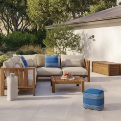 Mika 16" Indoor/Outdoor Pouf - Cobalt Blue