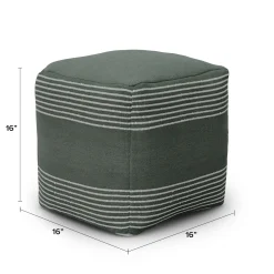 Mika 16" Indoor/Outdoor Pouf - Sea Green