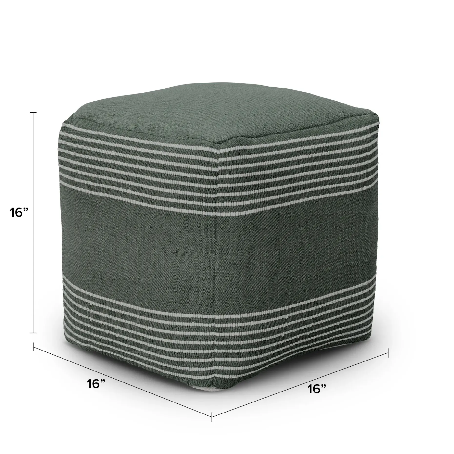 Mika 16" Indoor/Outdoor Pouf - Sea Green