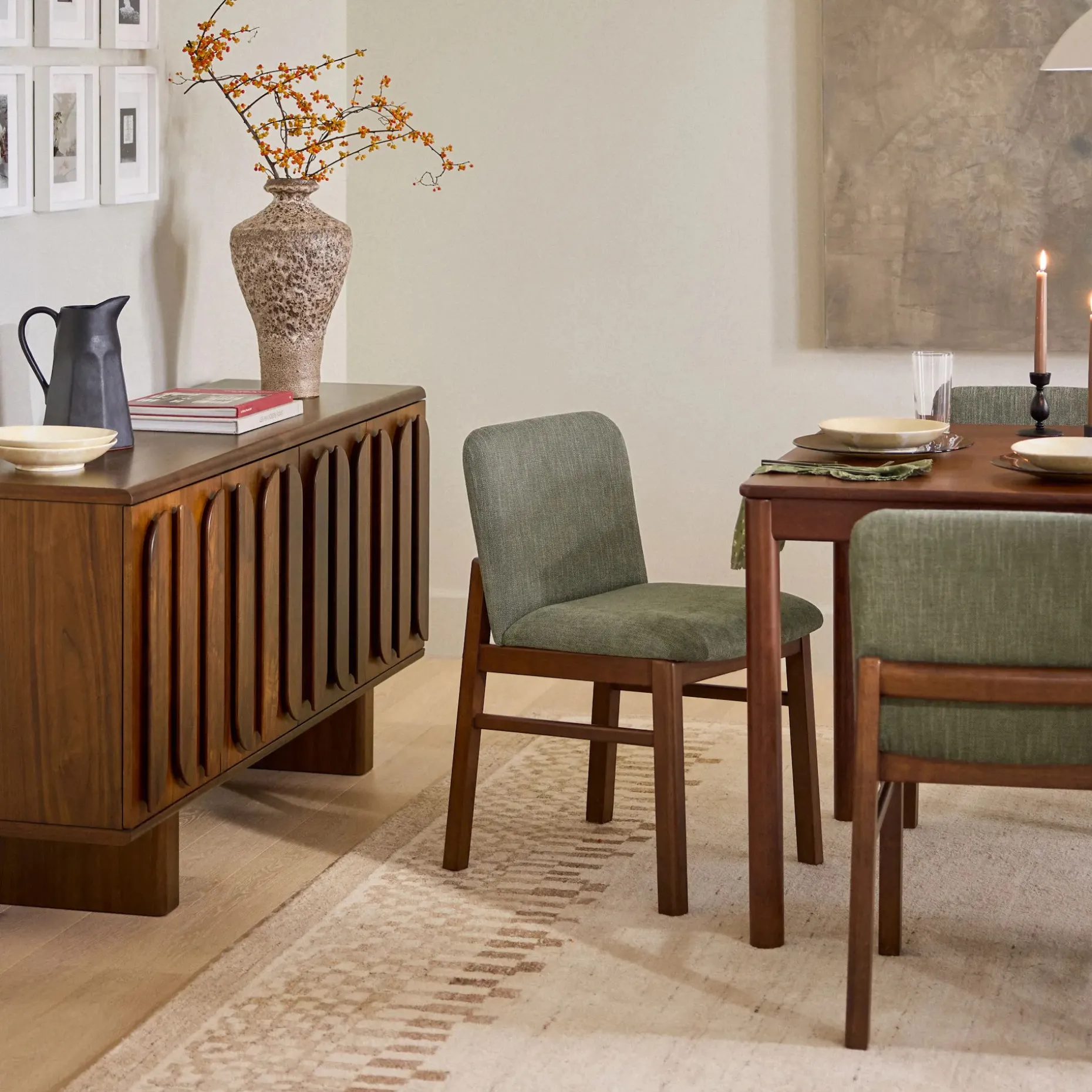 Mikkel Dining Chair - Walnut and Algonquin Green