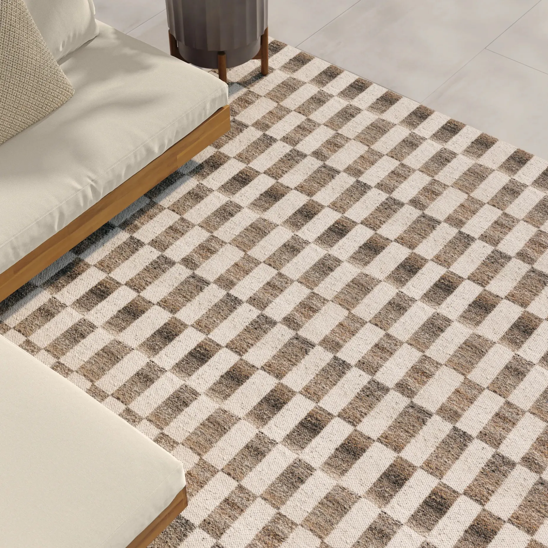 Mira 8 x 10 Indoor/Outdoor Rug - Checkered Brown