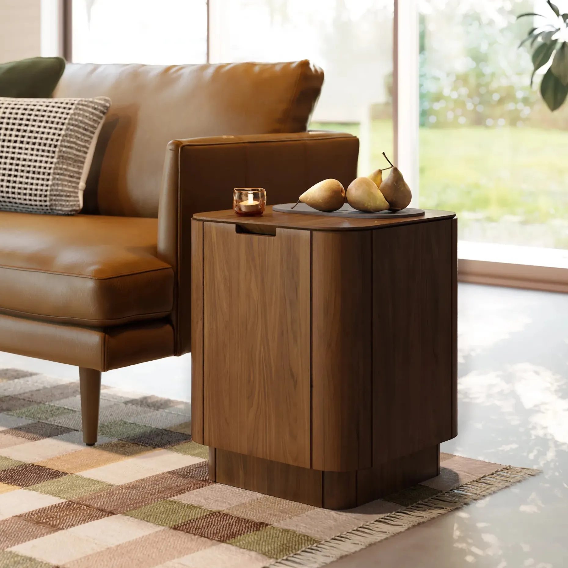 Moa Storage Side Table - Walnut