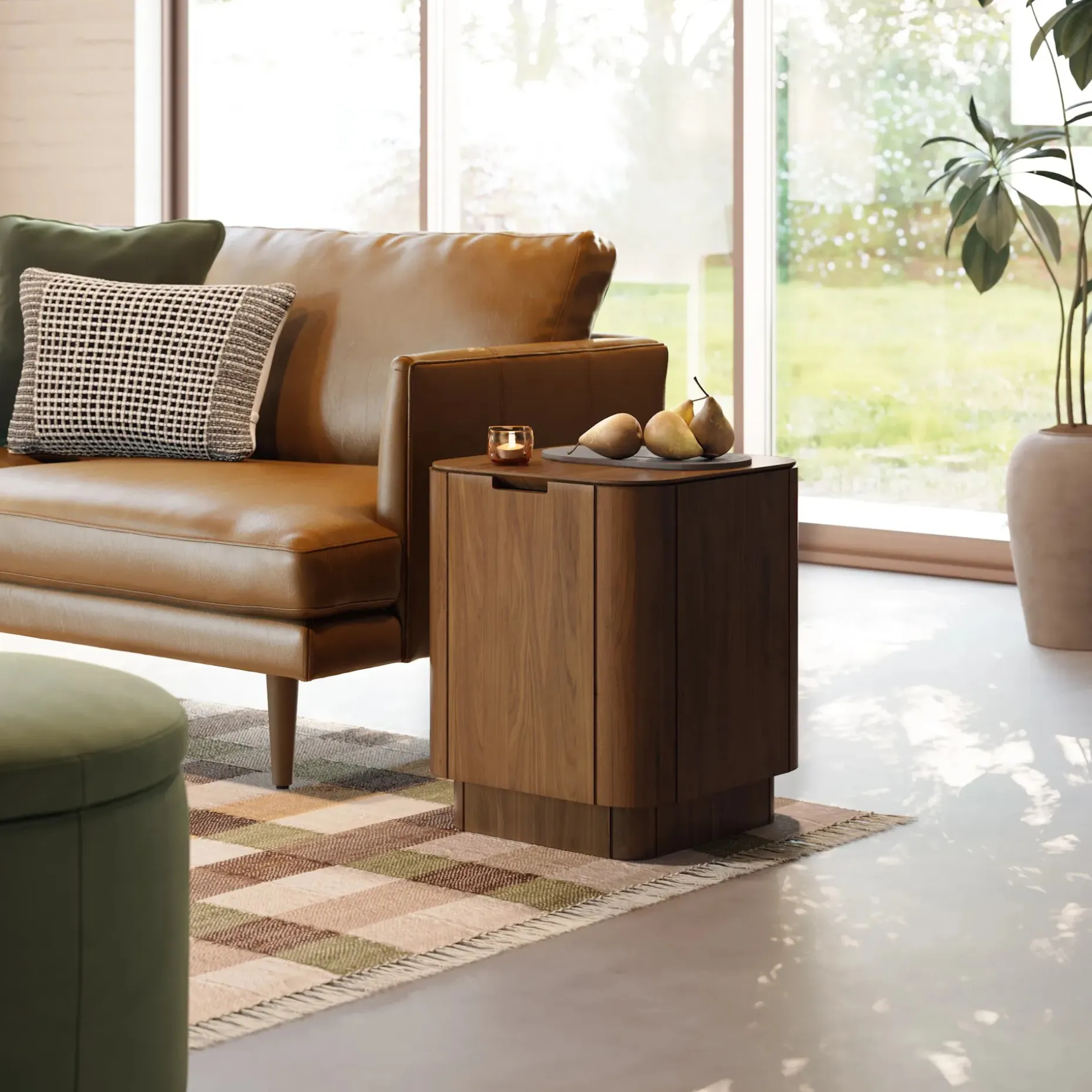 Moa Storage Side Table - Walnut