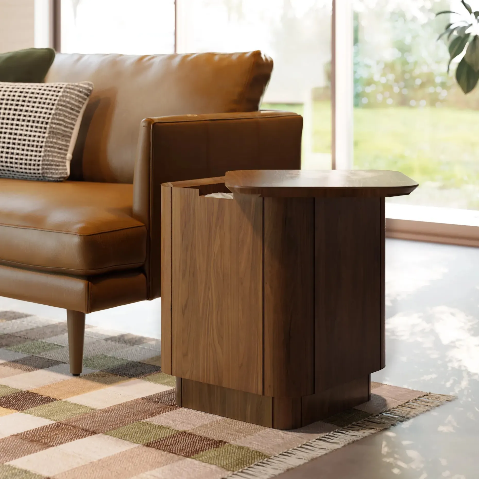 Moa Storage Side Table - Walnut