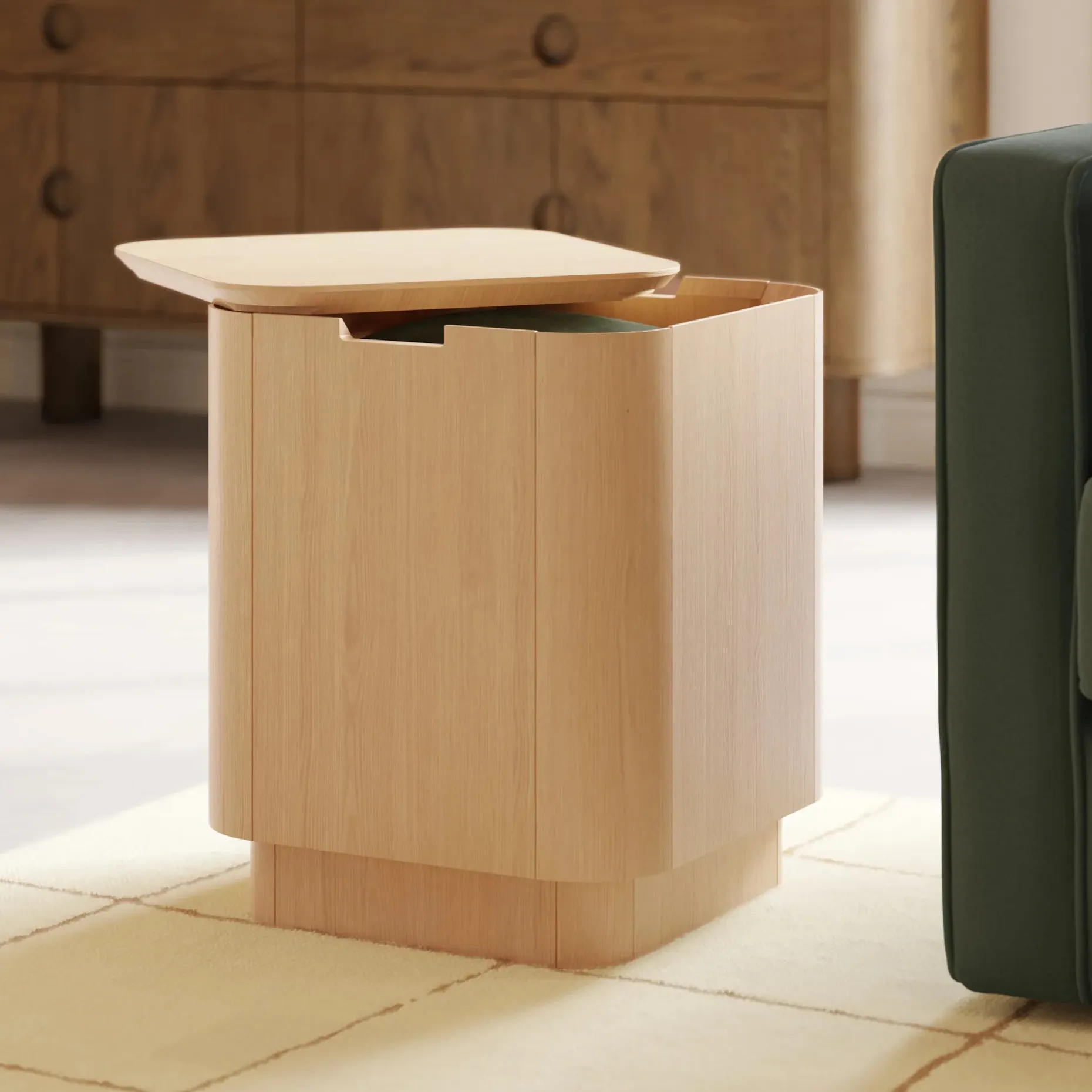 Moa Storage Side Table - White Oak
