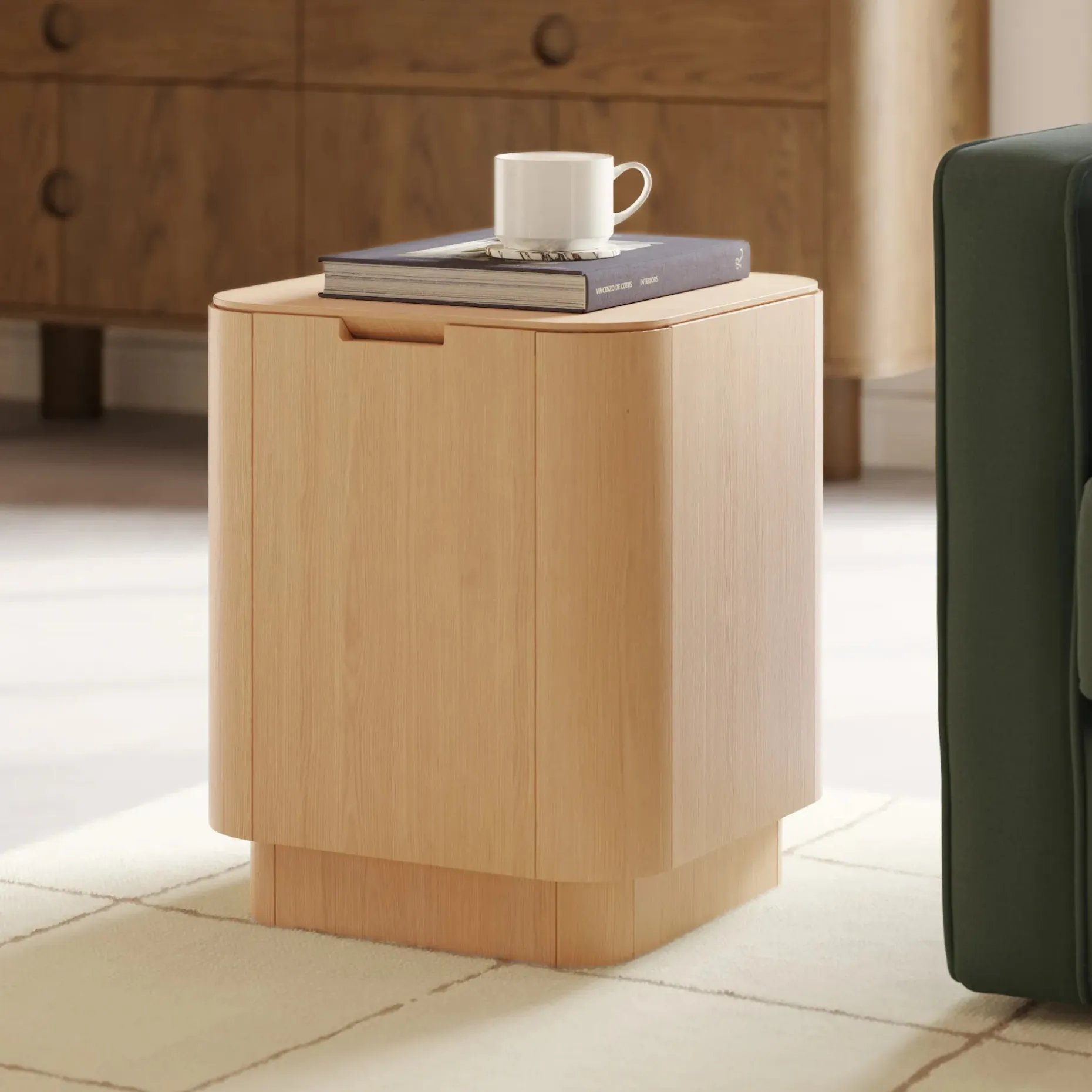 Moa Storage Side Table - White Oak