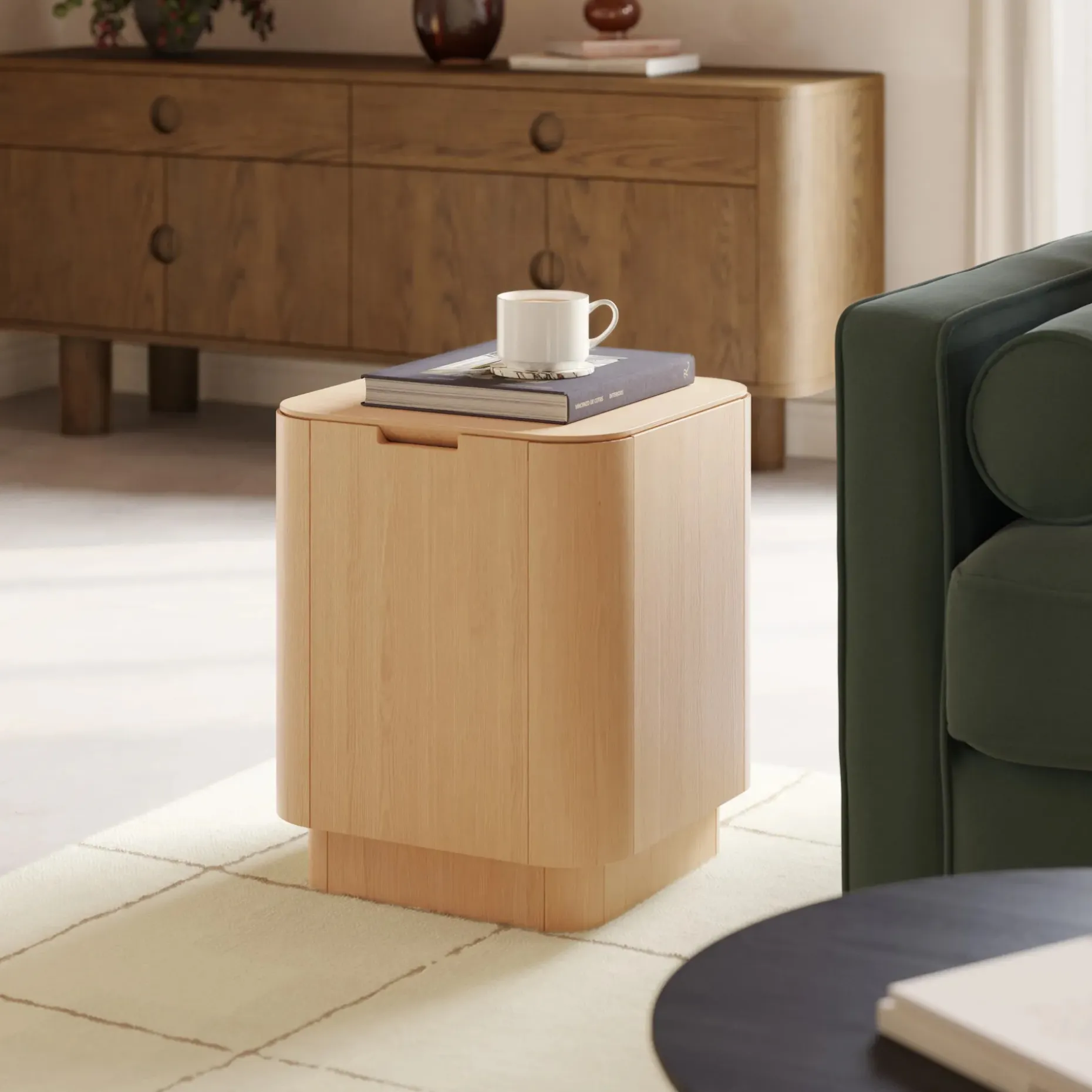 Moa Storage Side Table - White Oak