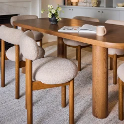 Munk Dining Chair - Smoked Oak and Sandstone Wool Bouclé