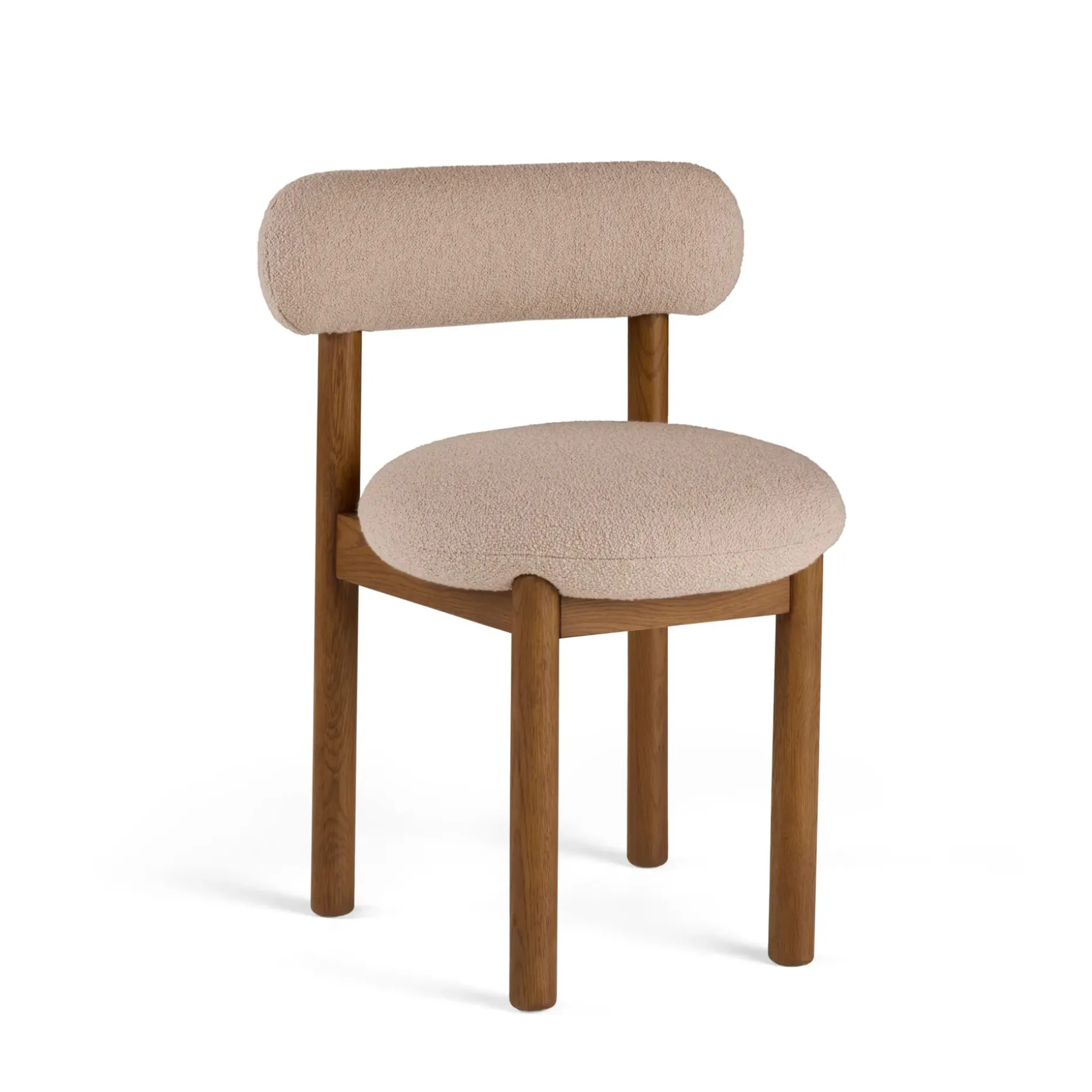 Munk Dining Chair - Smoked Oak and Sandstone Wool Bouclé