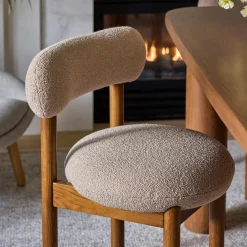 Munk Dining Chair - Smoked Oak and Sandstone Wool Bouclé