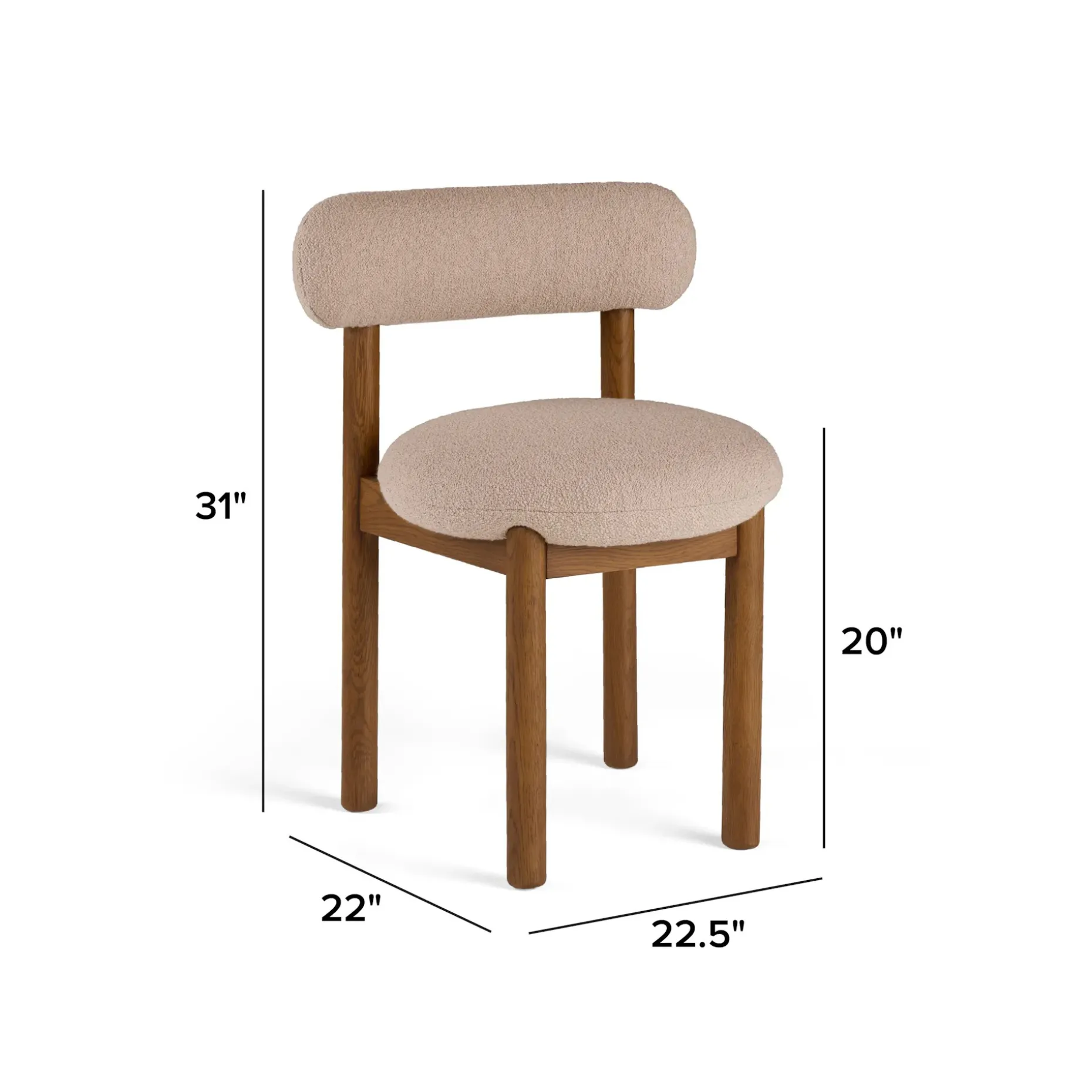 Munk Dining Chair - Smoked Oak and Sandstone Wool Bouclé