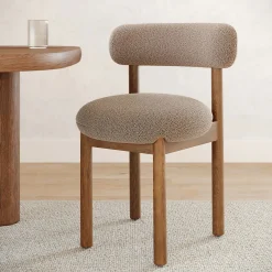 Munk Dining Chair - Smoked Oak and Sandstone Wool Bouclé