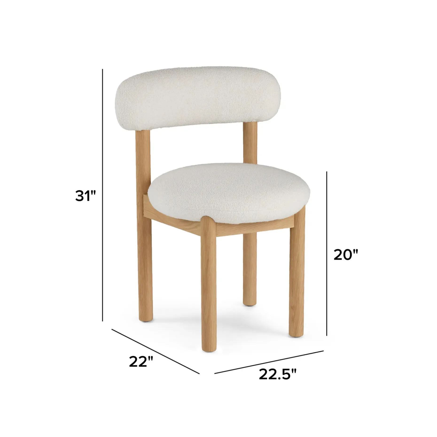 Munk Dining Chair - White Oak and Ivory Wool Bouclé