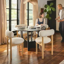 Munk Dining Chair - White Oak and Ivory Wool Bouclé