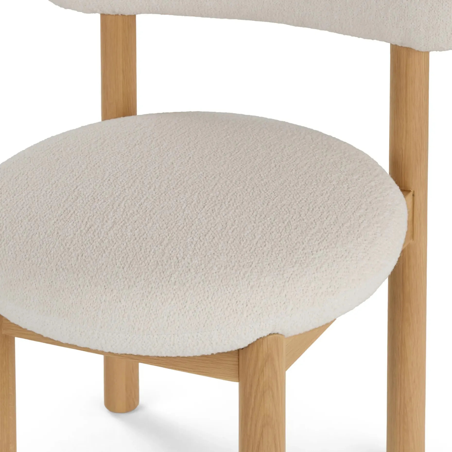 Munk Dining Chair - White Oak and Ivory Wool Bouclé