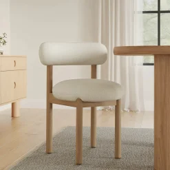 Munk Dining Chair - White Oak and Ivory Wool Bouclé