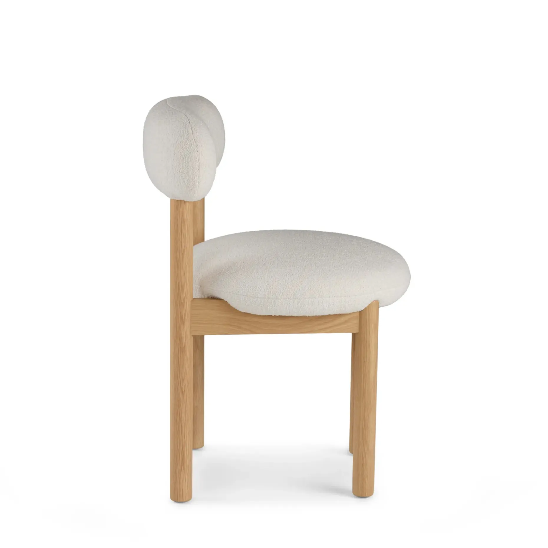 Munk Dining Chair - White Oak and Ivory Wool Bouclé