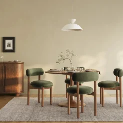 Munk Velvet Dining Chair - Smoked Oak and Hale Fir Green