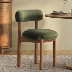 Munk Velvet Dining Chair - Smoked Oak and Hale Fir Green