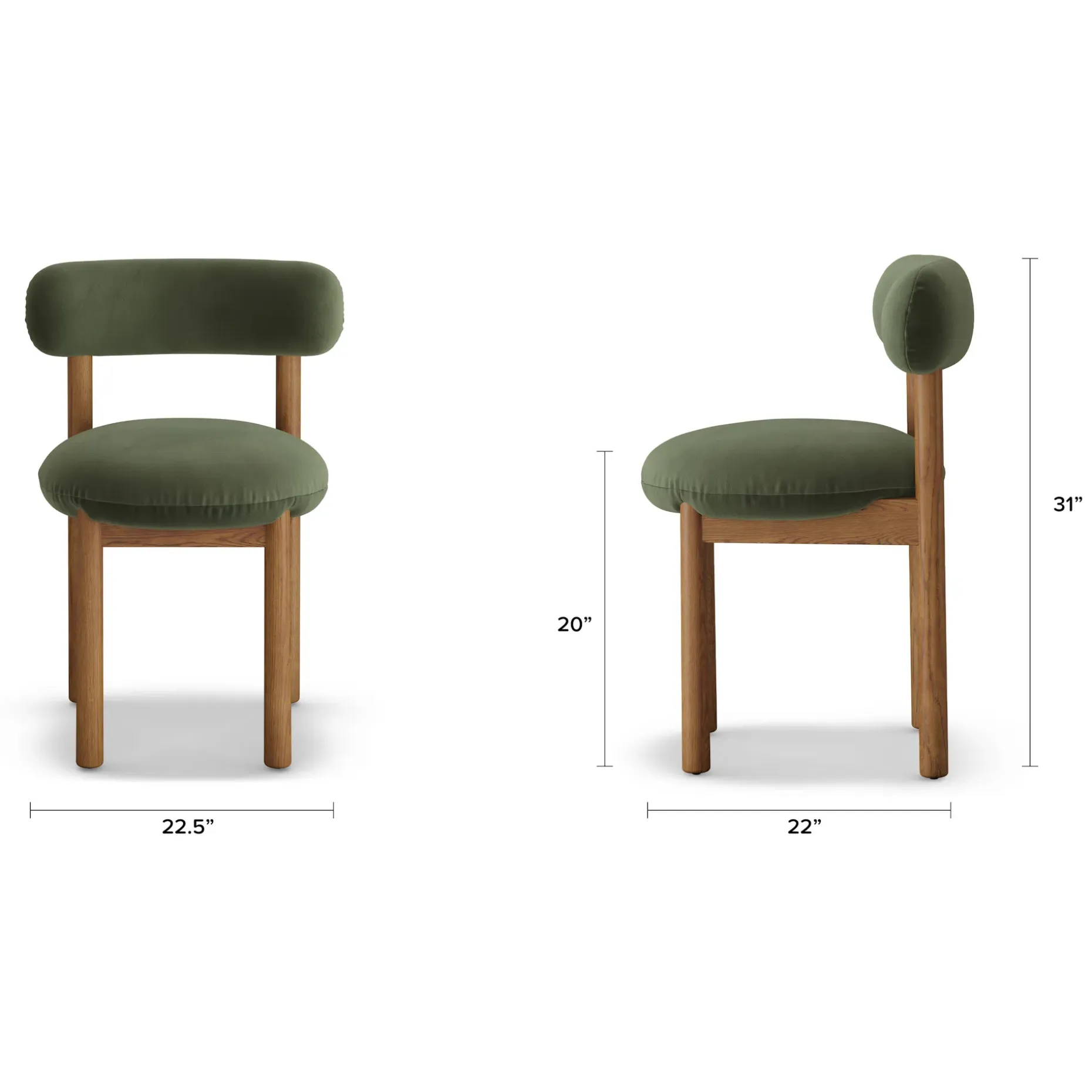 Munk Velvet Dining Chair - Smoked Oak and Hale Fir Green