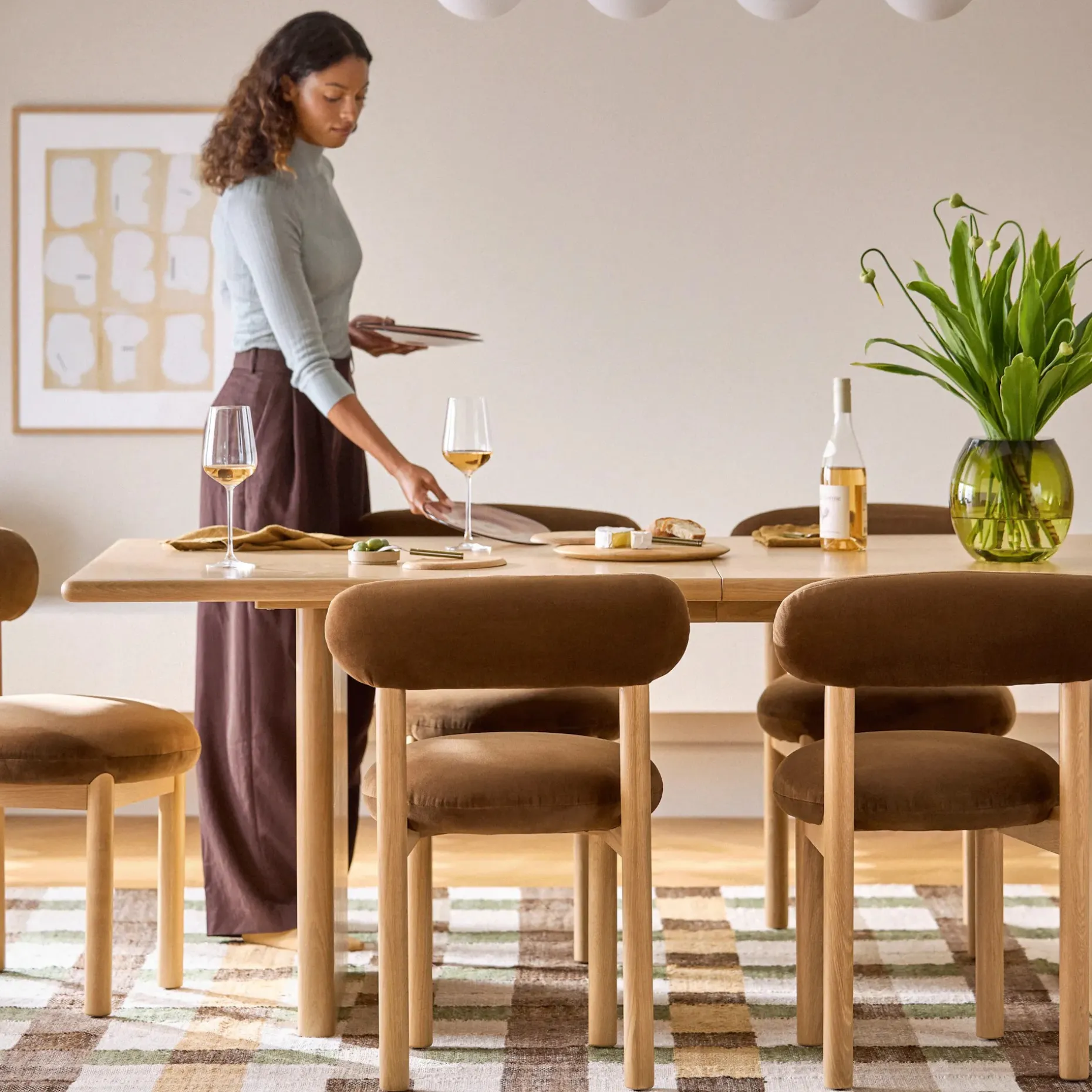 Munk Velvet Dining Chair - White Oak and Hale Earth