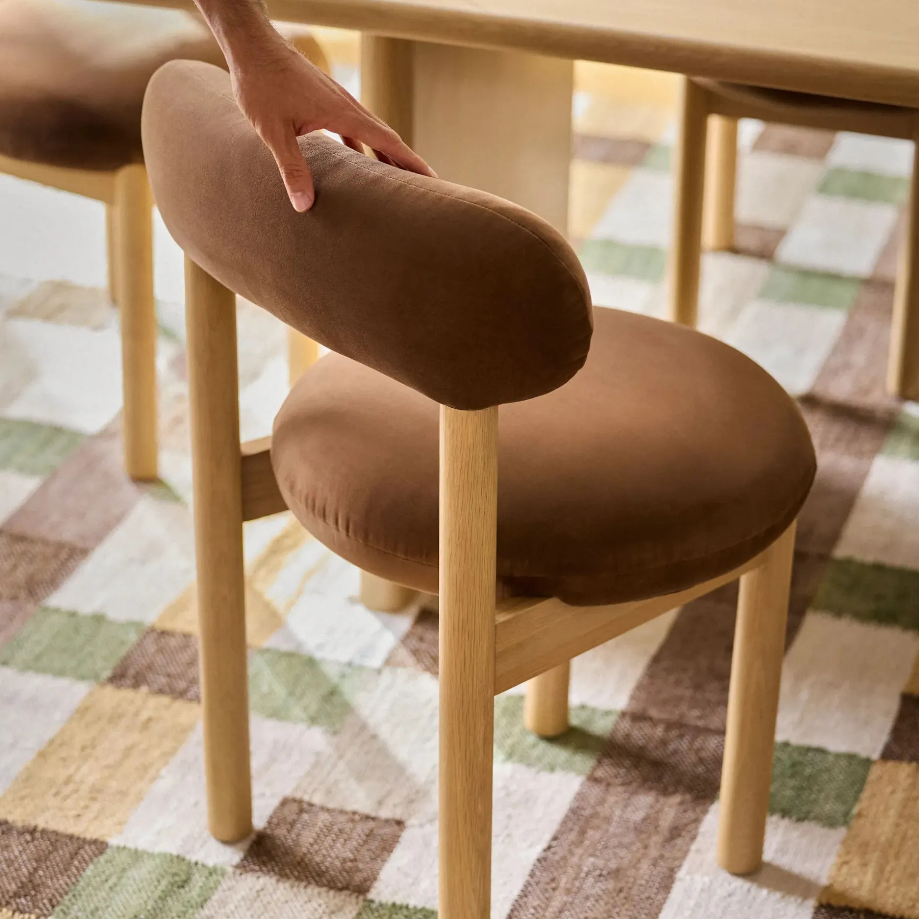Munk Velvet Dining Chair - White Oak and Hale Earth