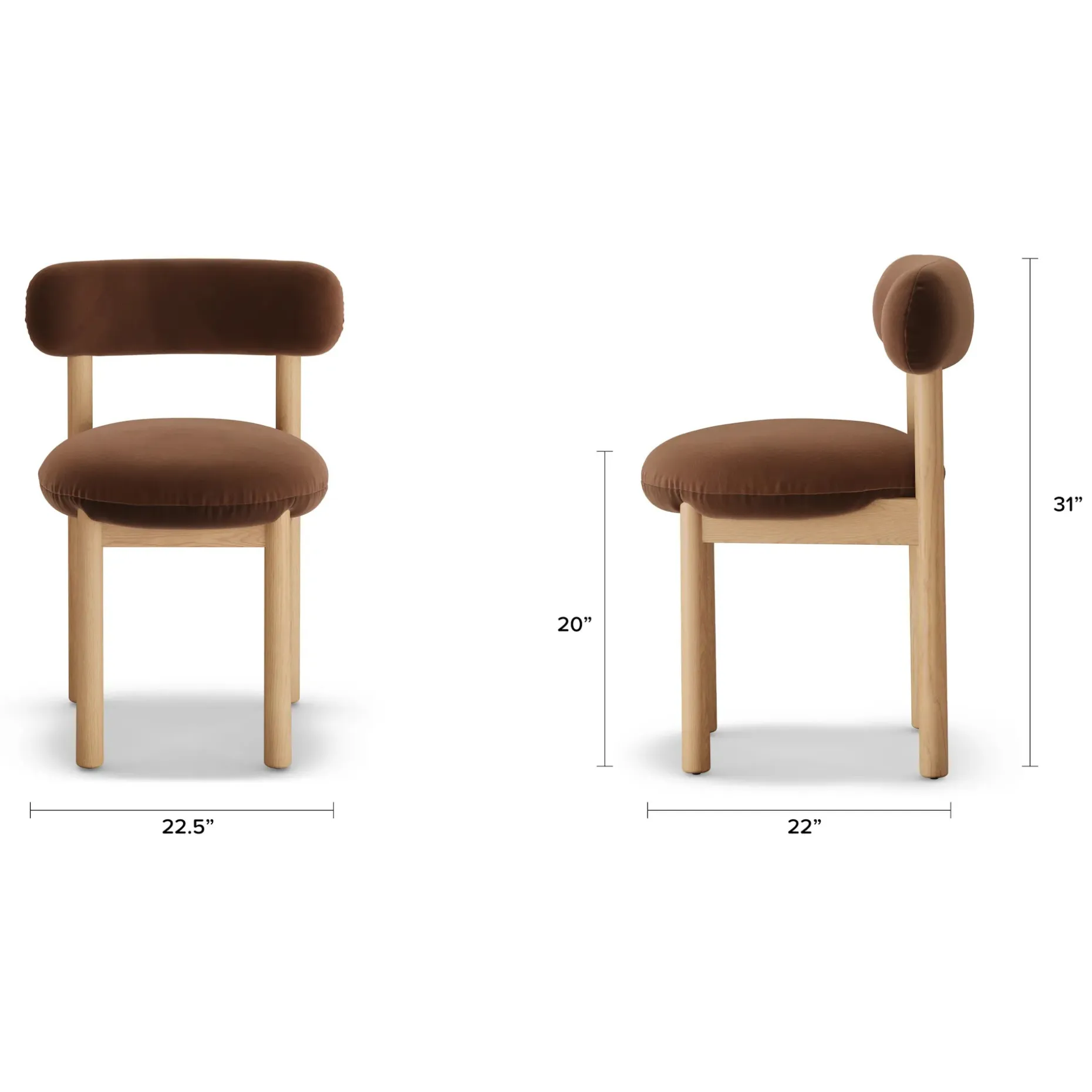 Munk Velvet Dining Chair - White Oak and Hale Earth