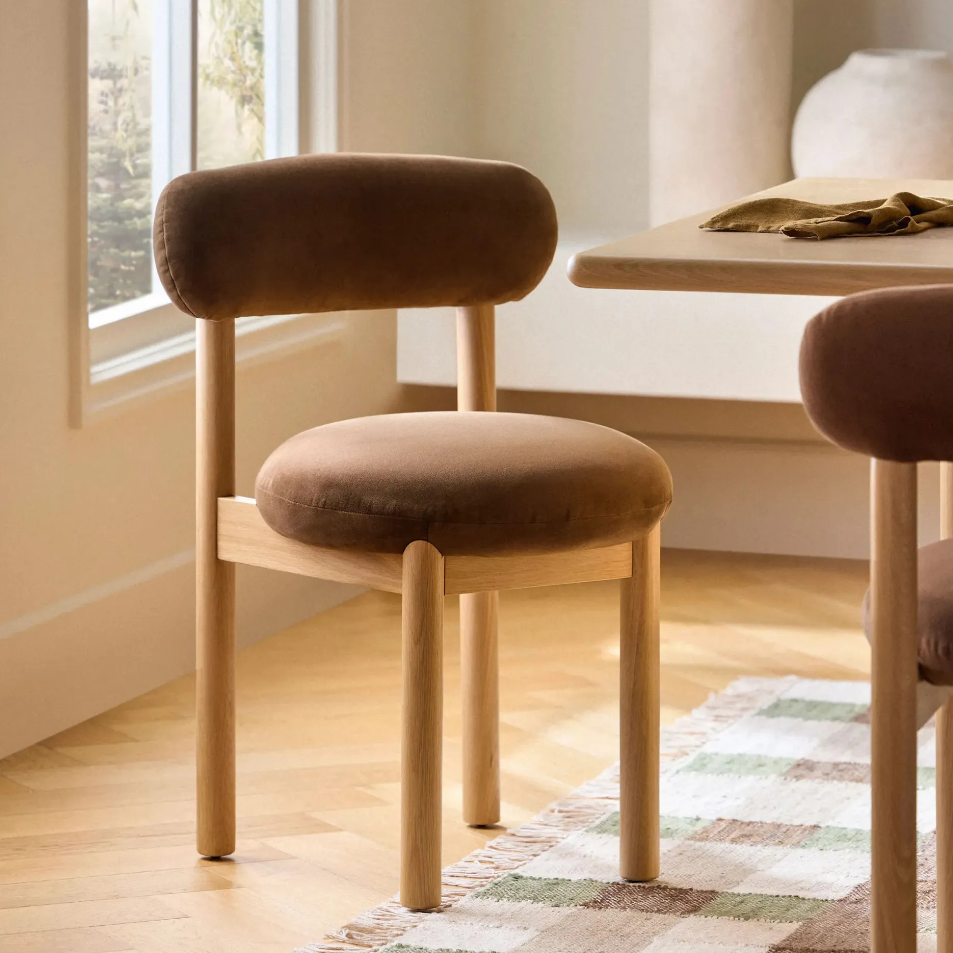 Munk Velvet Dining Chair - White Oak and Hale Earth