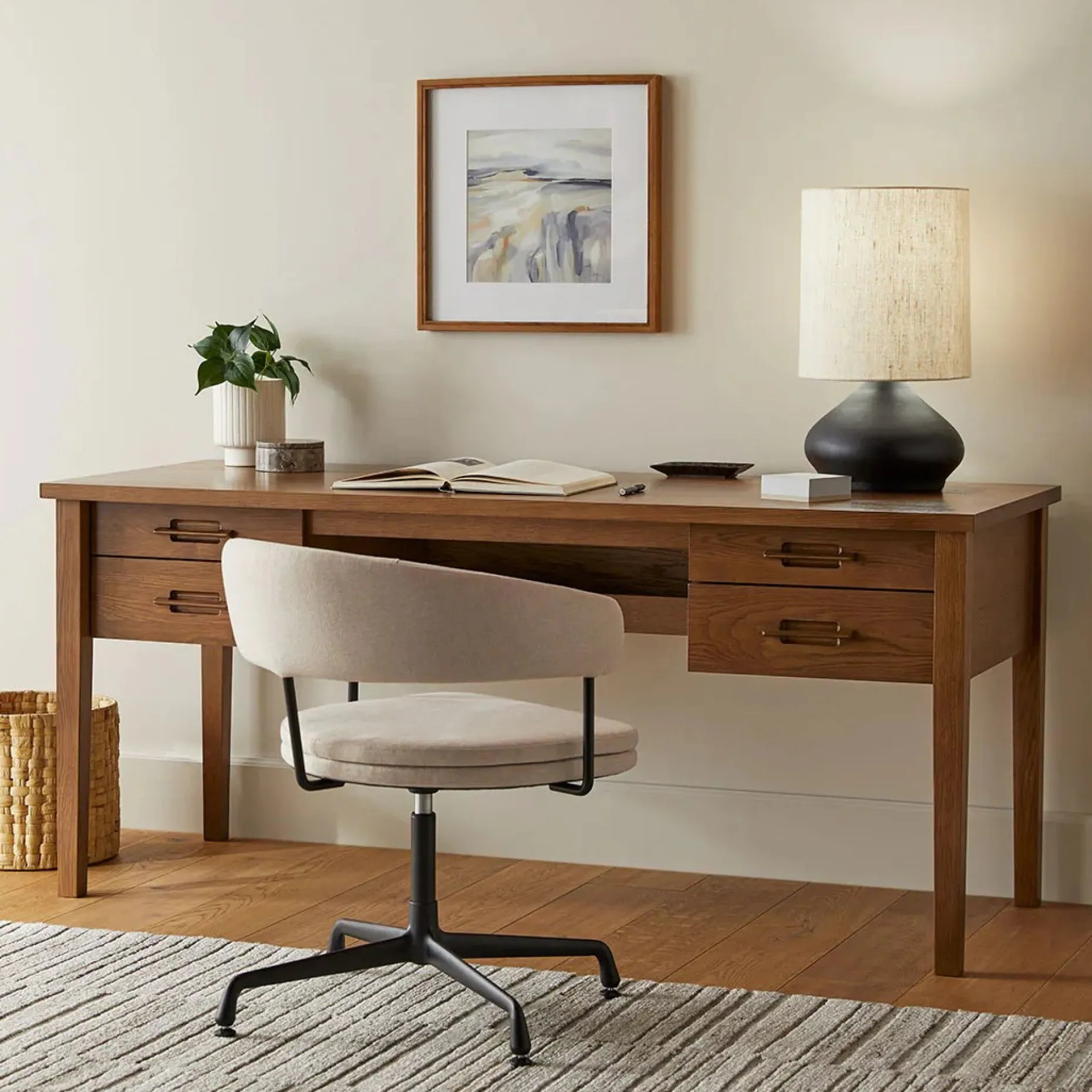 Munson 67" Storage Desk - Smoked Oak