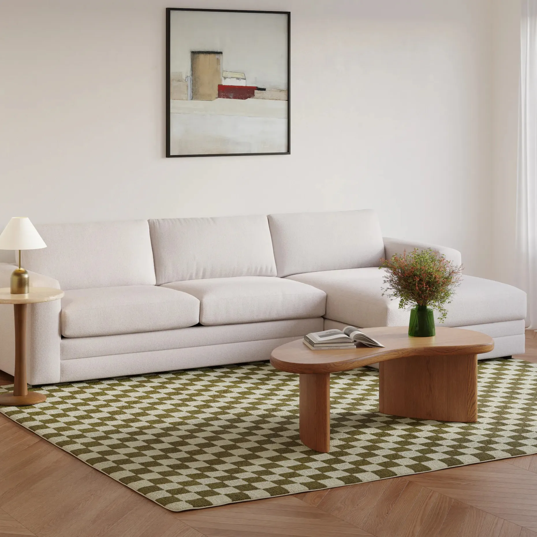 Murray 8 x 10 Wool Rug - Checkered Green