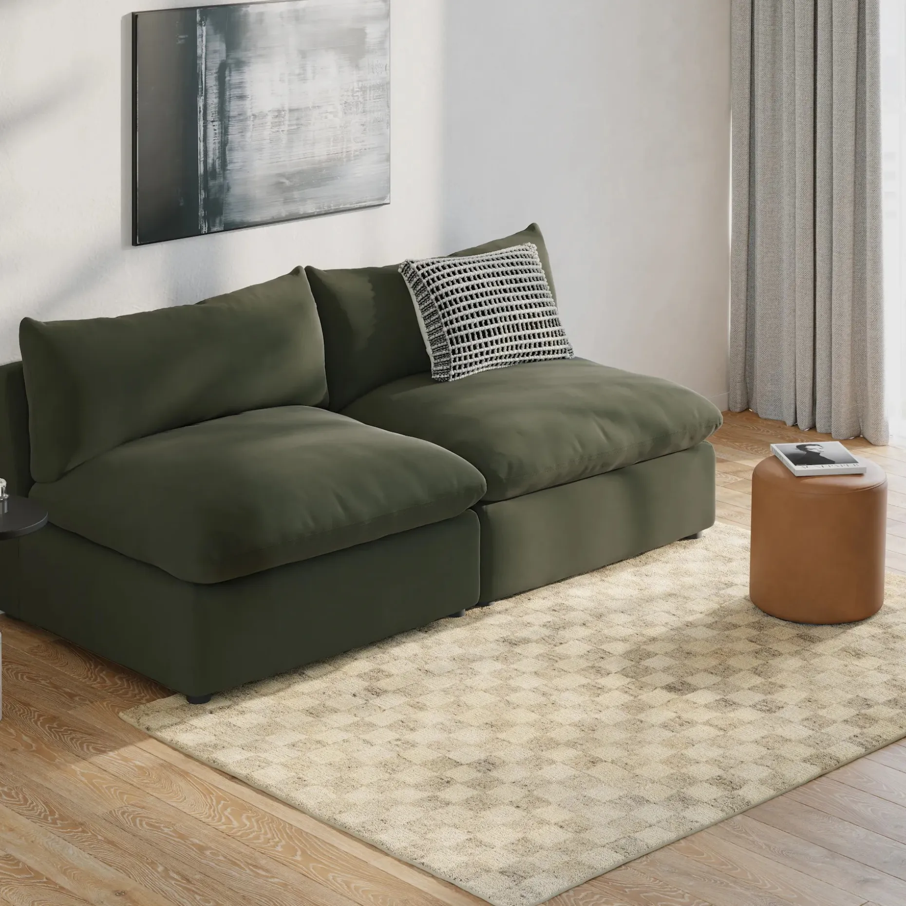 Murray 5 x 8 Wool Rug - Checkered Gray