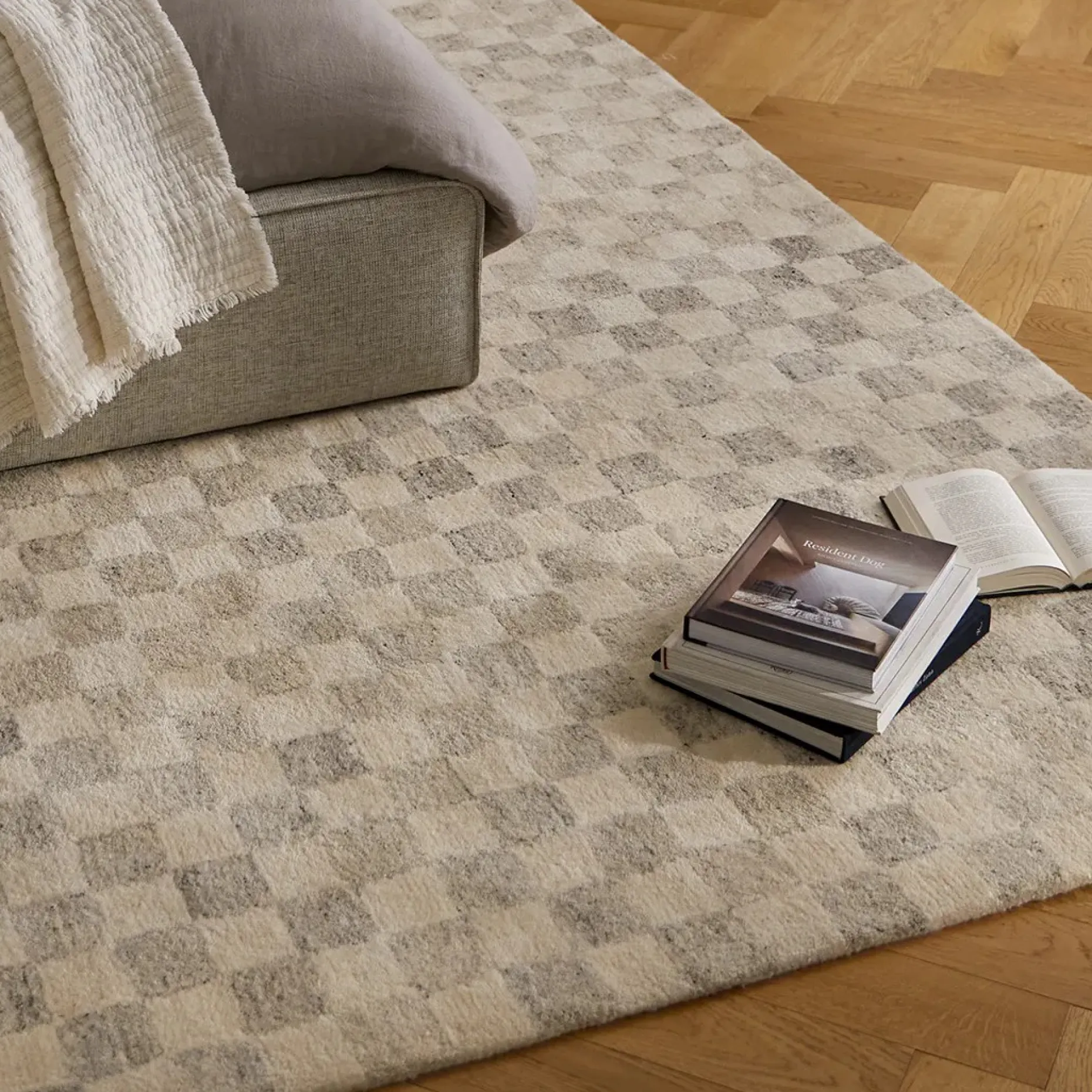 Murray 9 x 12 Wool Rug - Checkered Gray