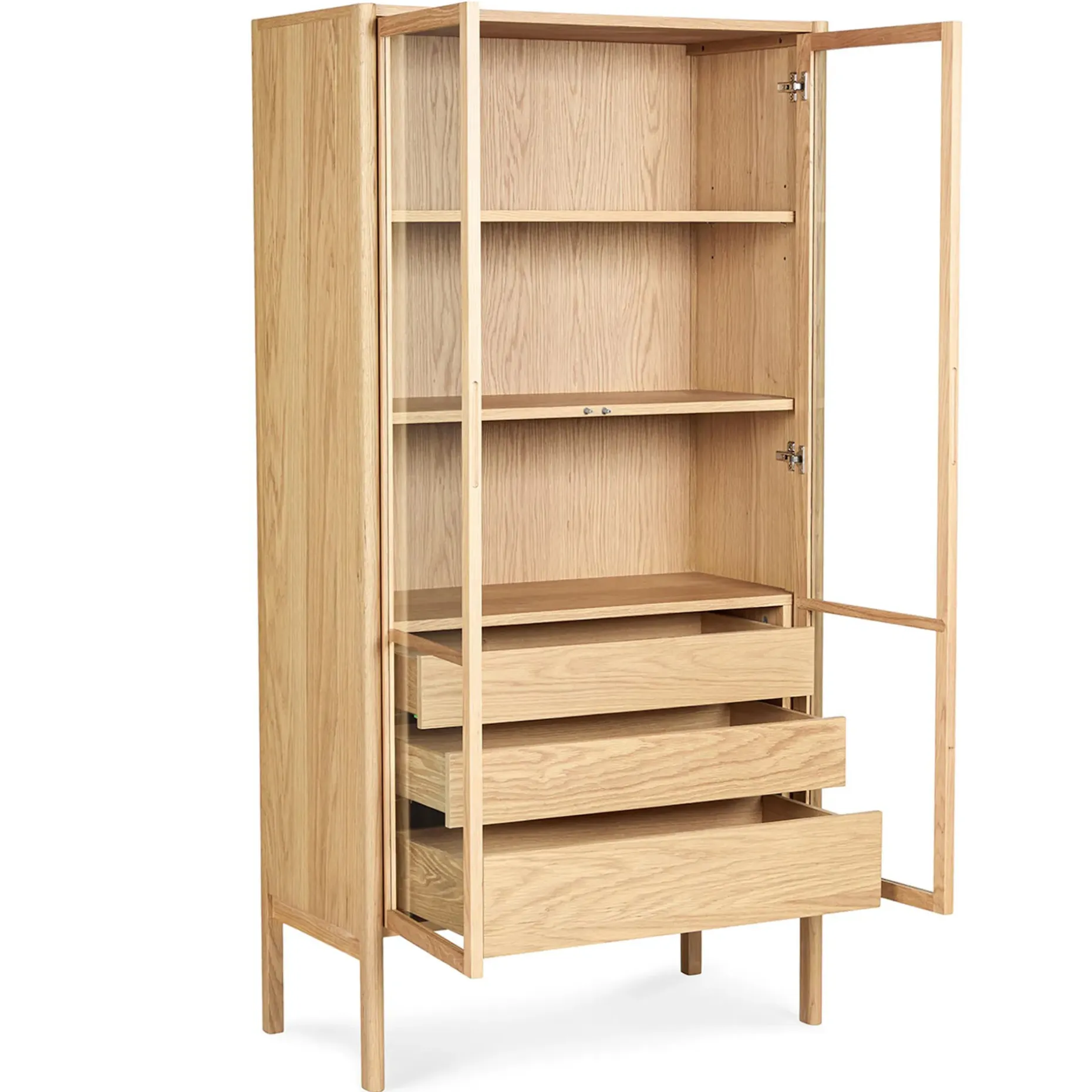 Mysen 35.5" Glass Cabinet - Natural Oak