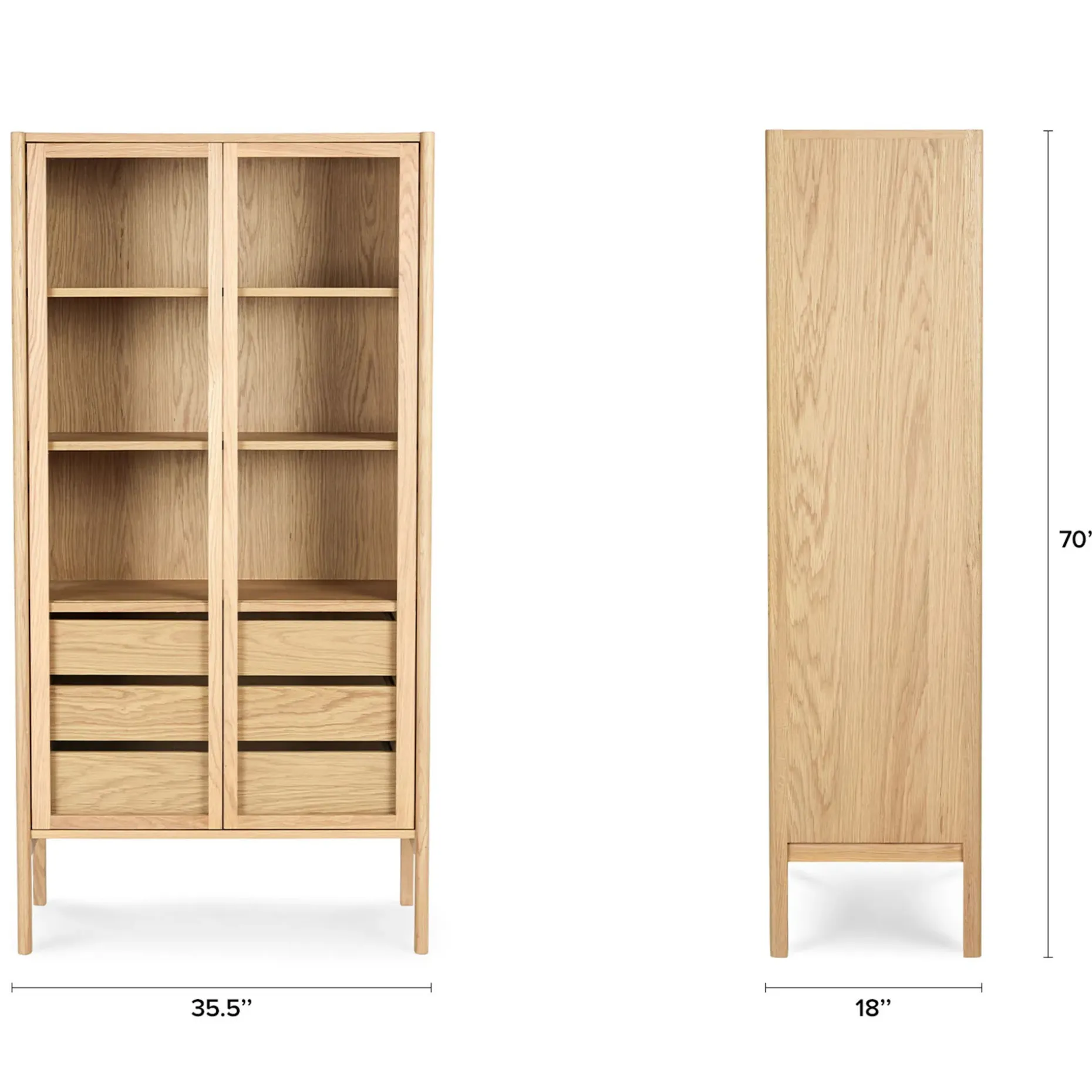 Mysen 35.5" Glass Cabinet - Natural Oak