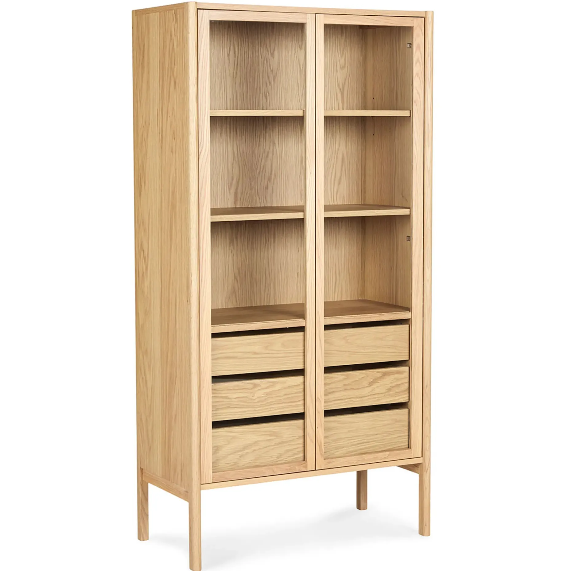 Mysen 35.5" Glass Cabinet - Natural Oak