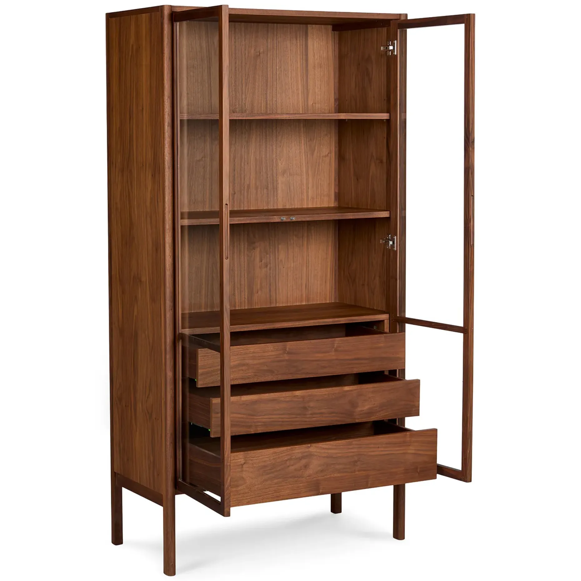 Mysen 35.5" Glass Cabinet - Walnut