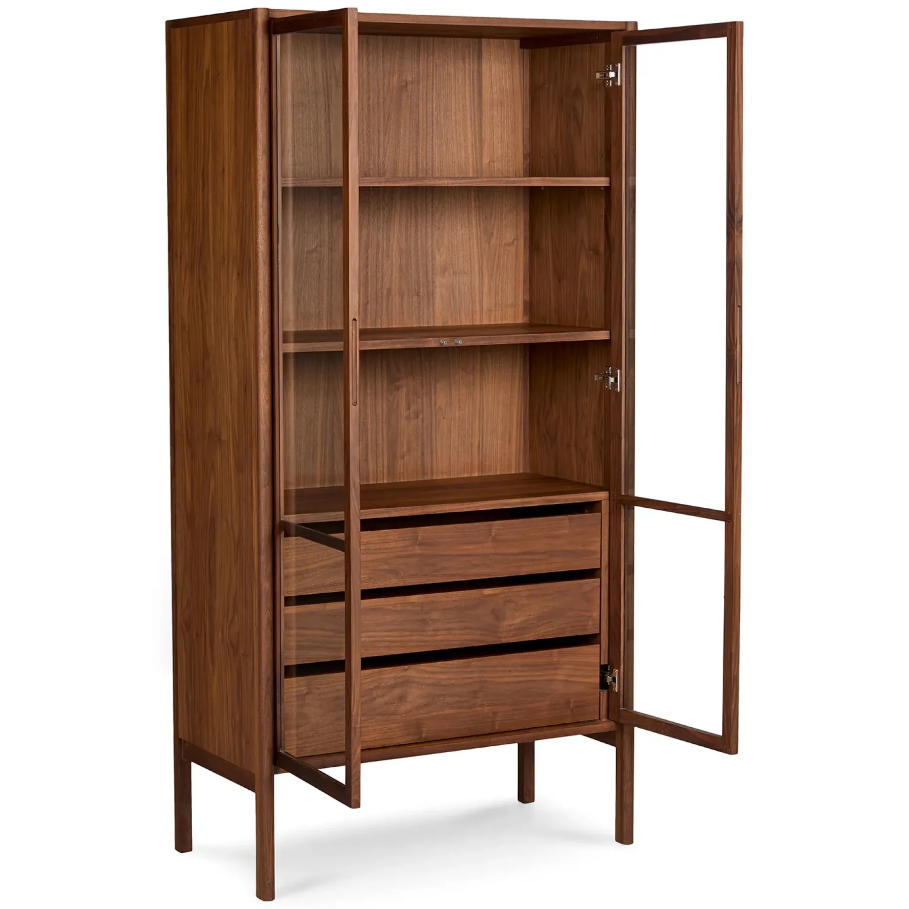 Mysen 35.5" Glass Cabinet - Walnut
