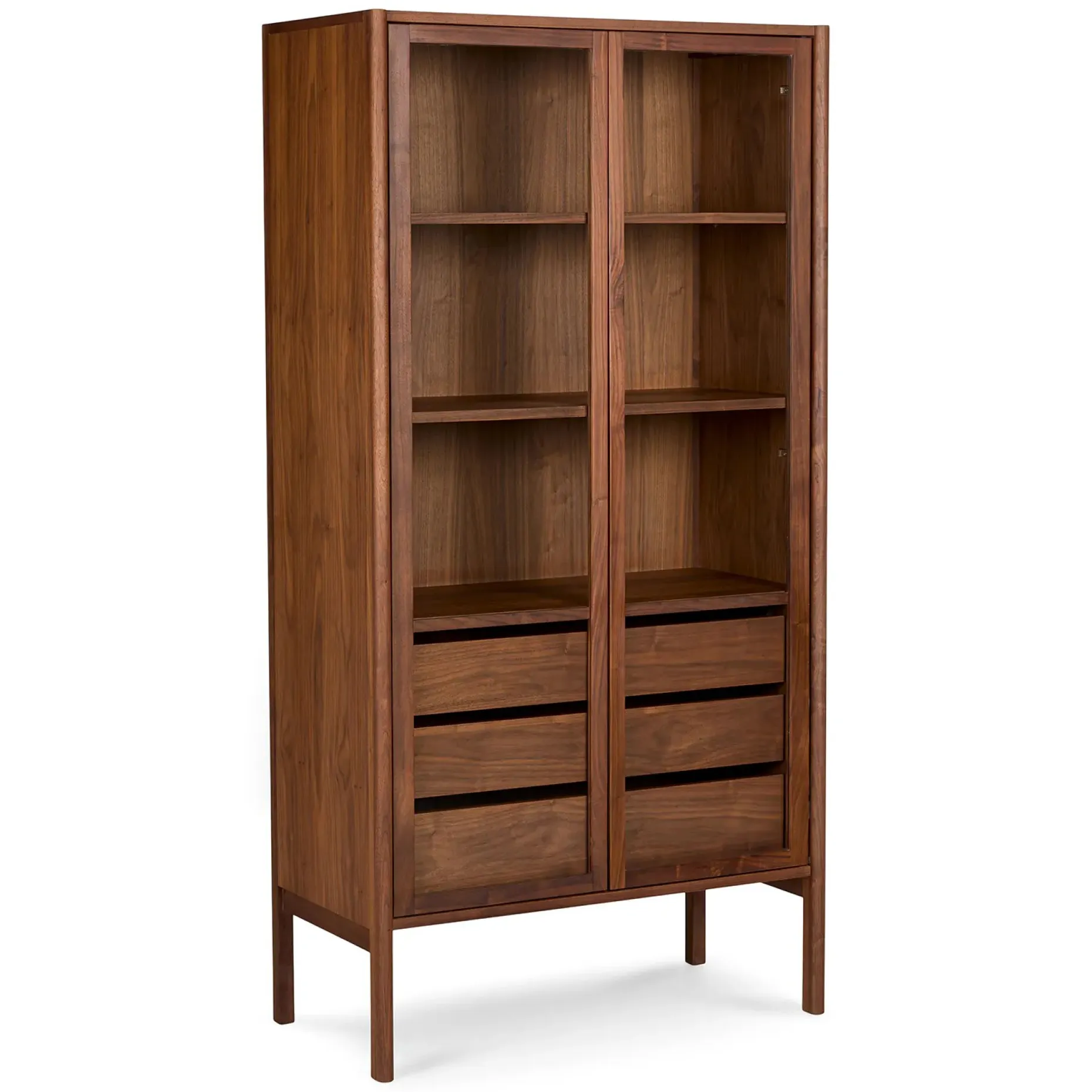 Mysen 35.5" Glass Cabinet - Walnut