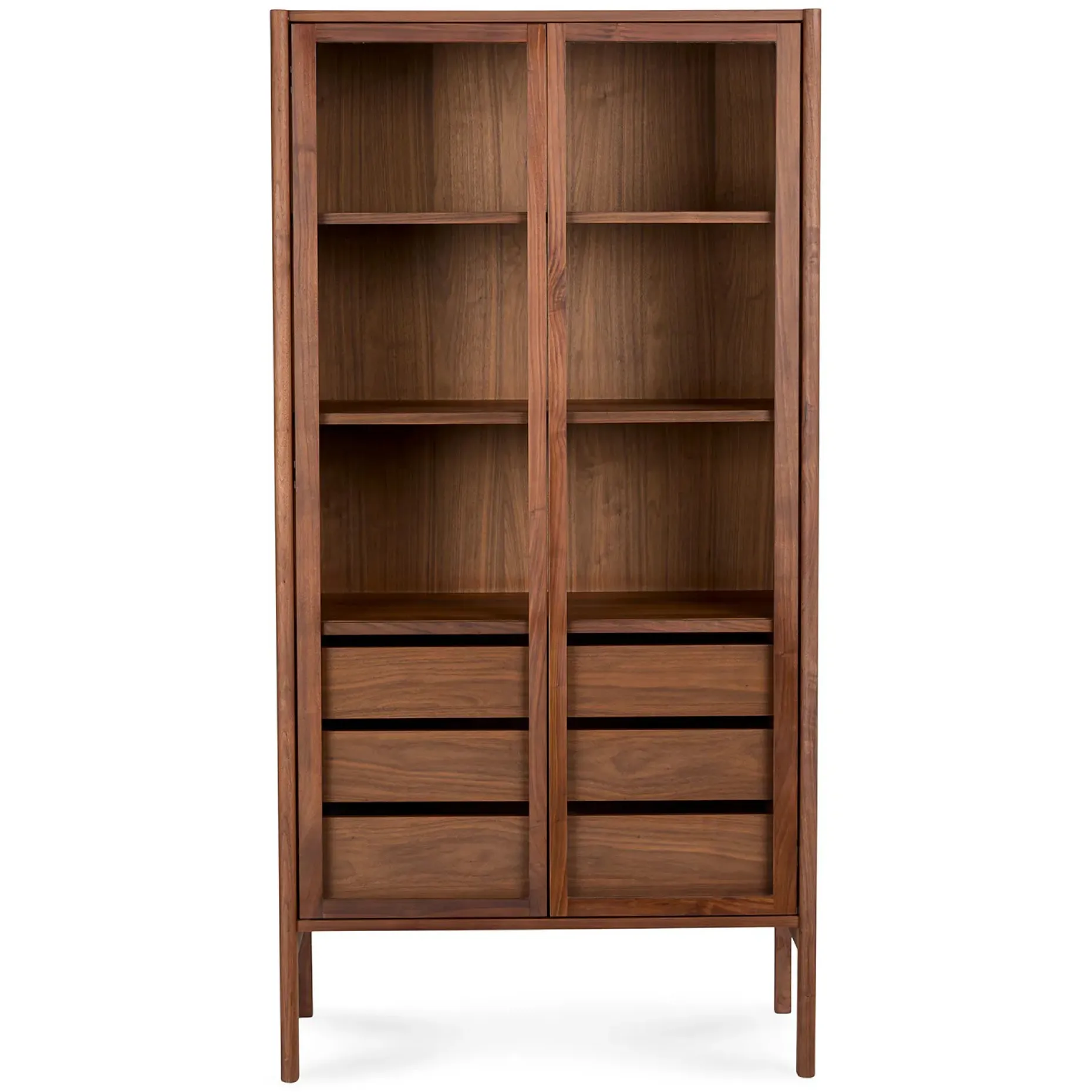 Mysen 35.5" Glass Cabinet - Walnut