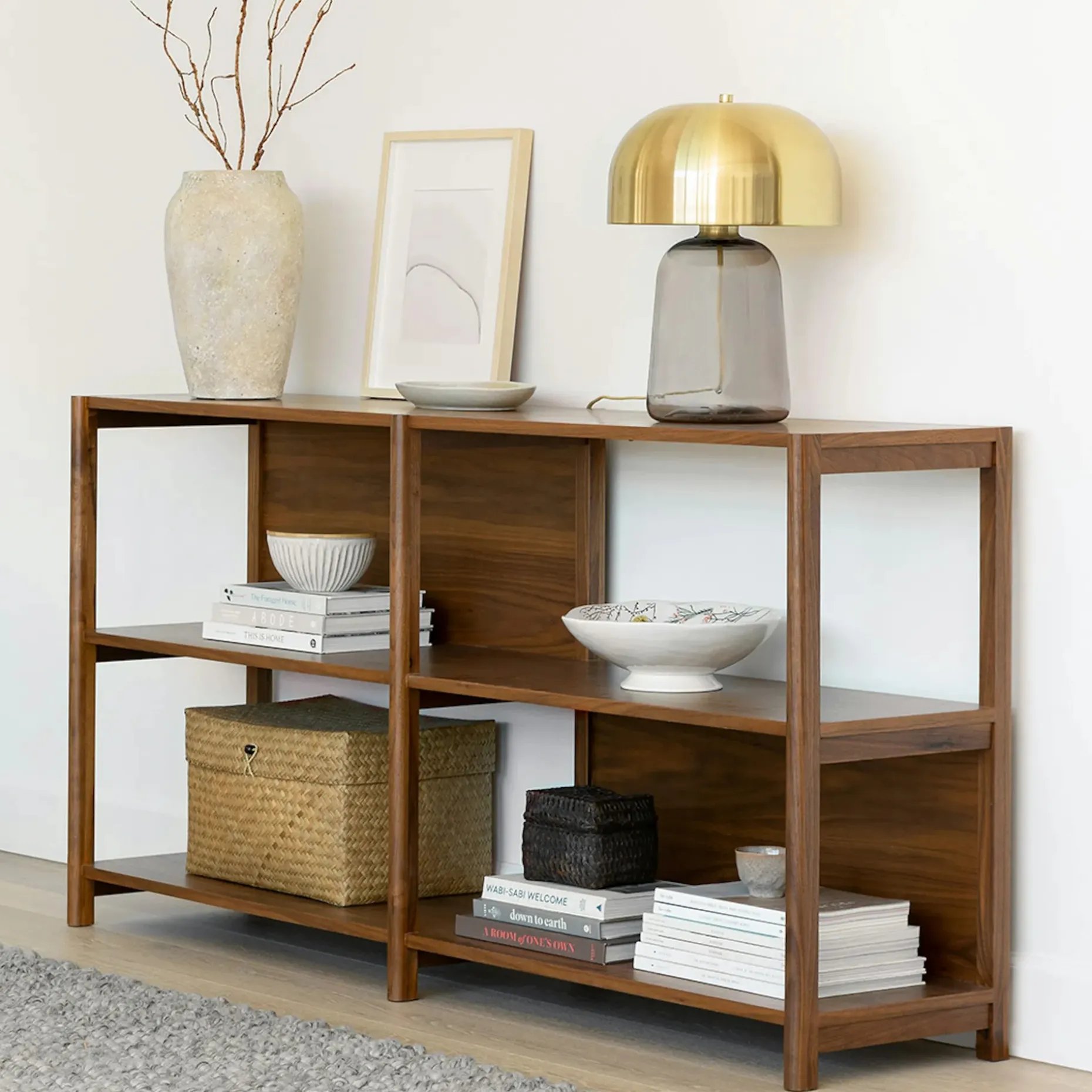 Mysen 64" Shelving Unit, Short - Walnut