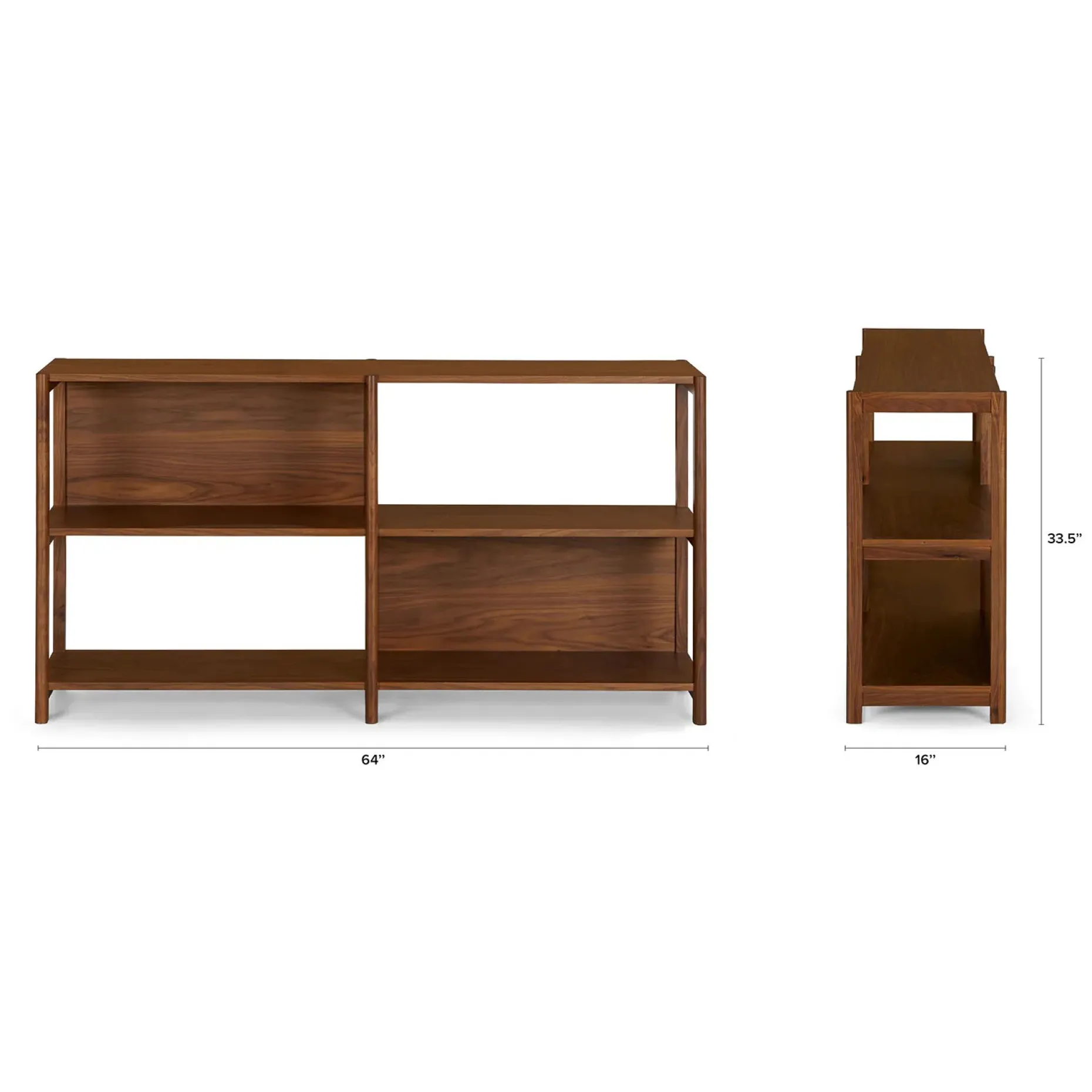 Mysen 64" Shelving Unit, Short - Walnut