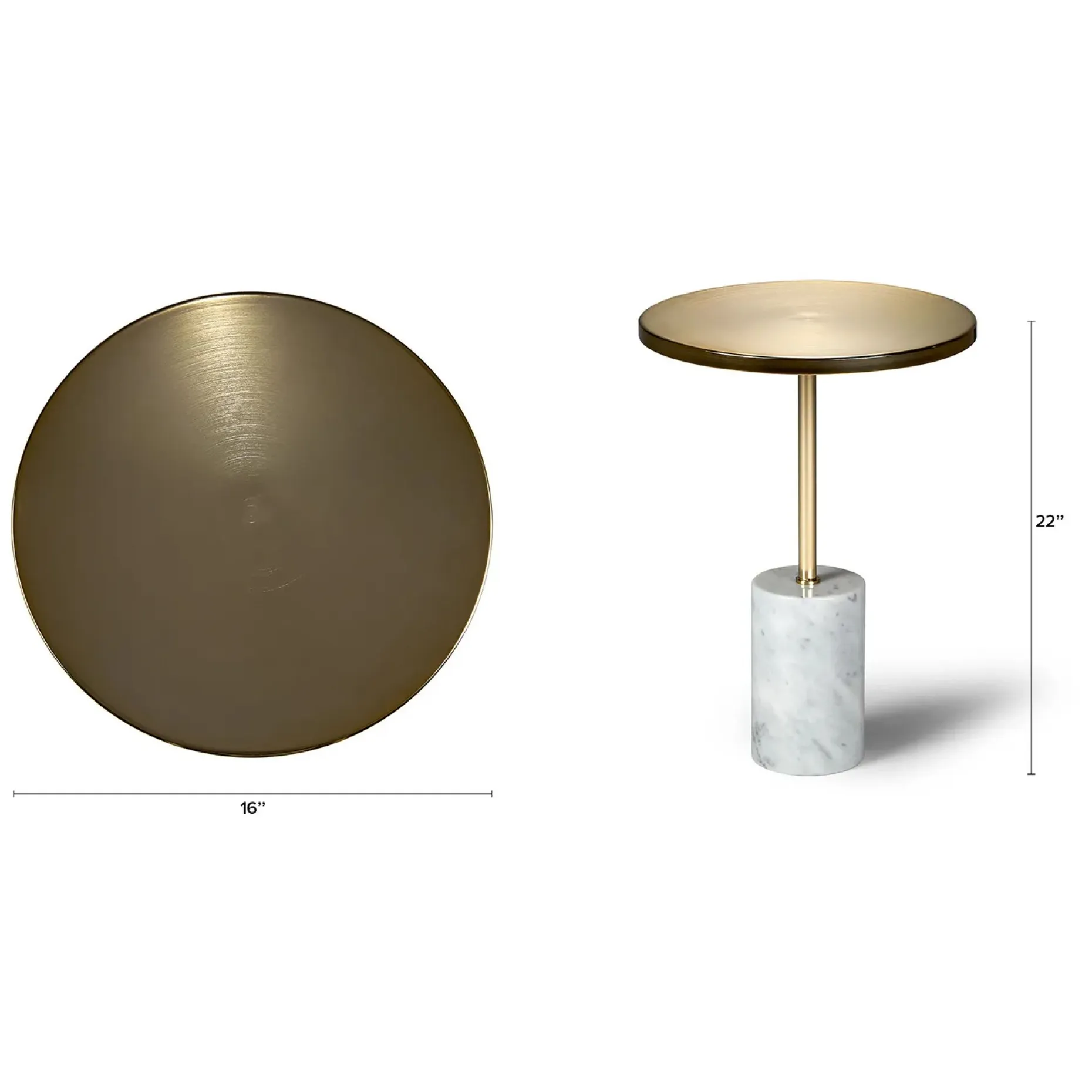 Narro Marble Side Table - Brass