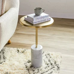 Narro Marble Side Table - Brass