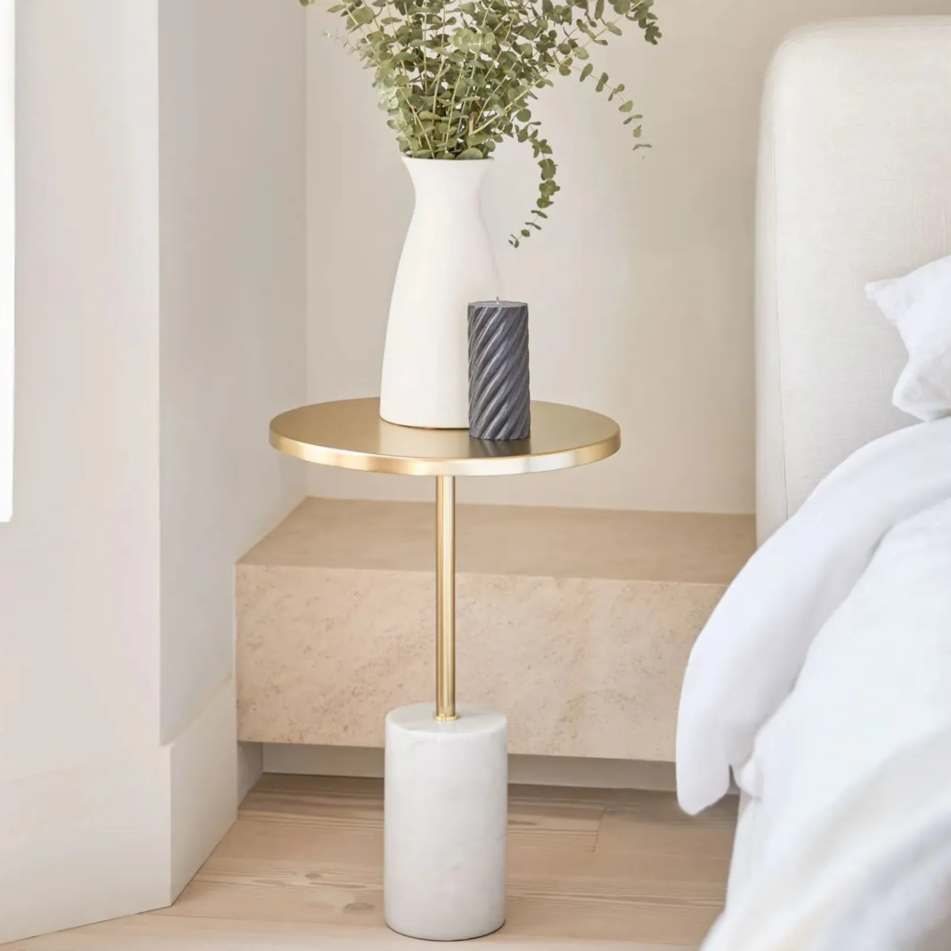 Narro Marble Side Table - Brass