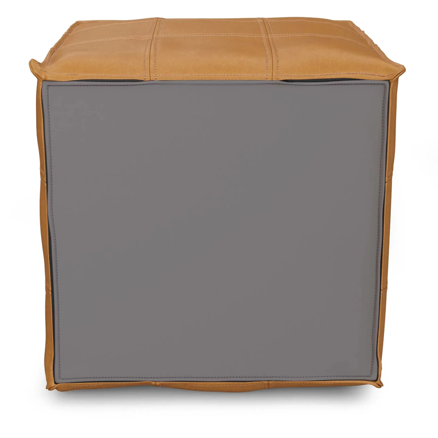 Nash 18" Leather Pouf - Taos Tan