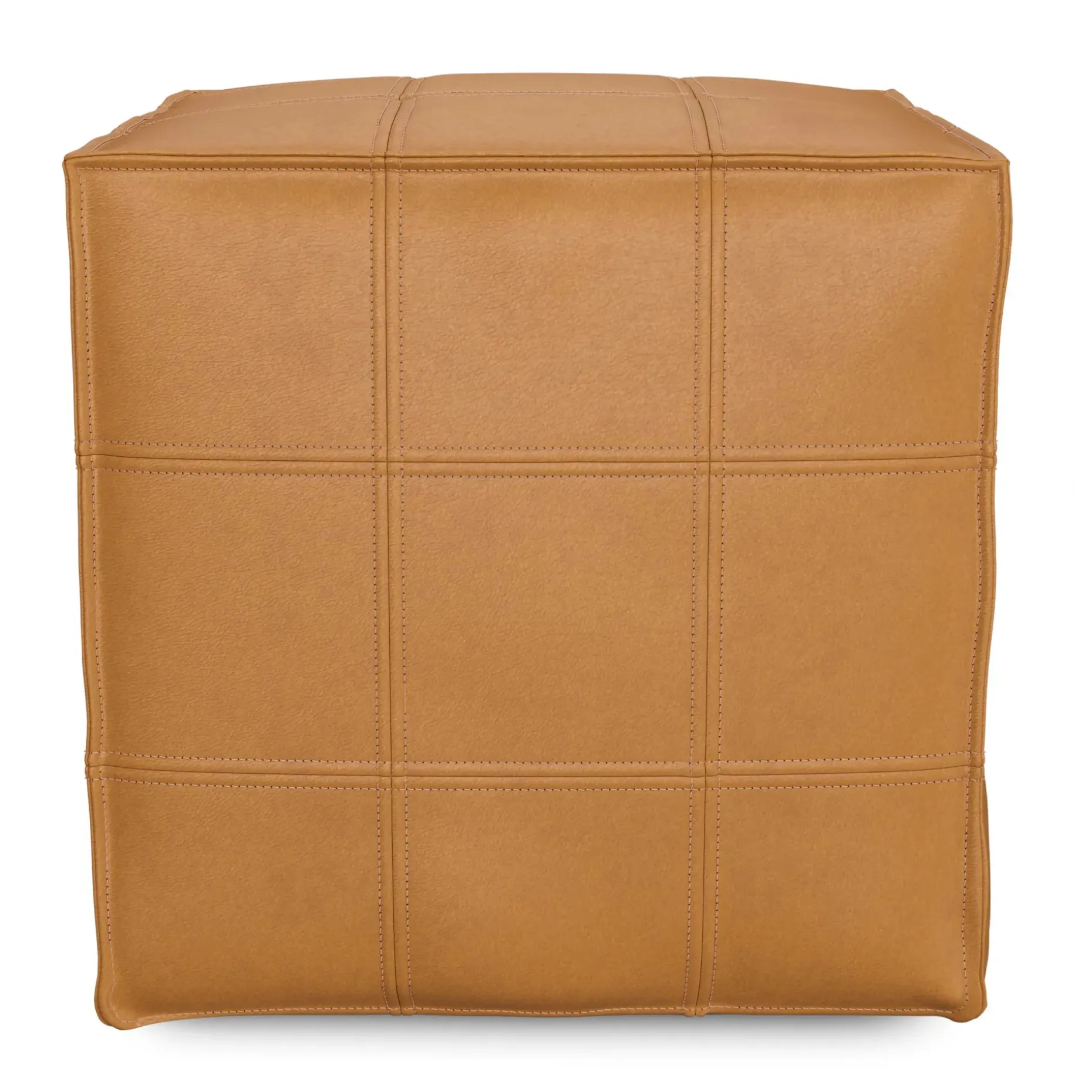 Nash 18" Leather Pouf - Taos Tan