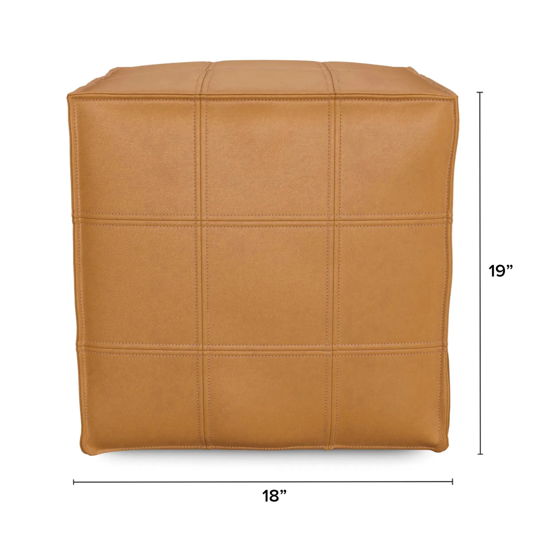 Nash 18" Leather Pouf - Taos Tan
