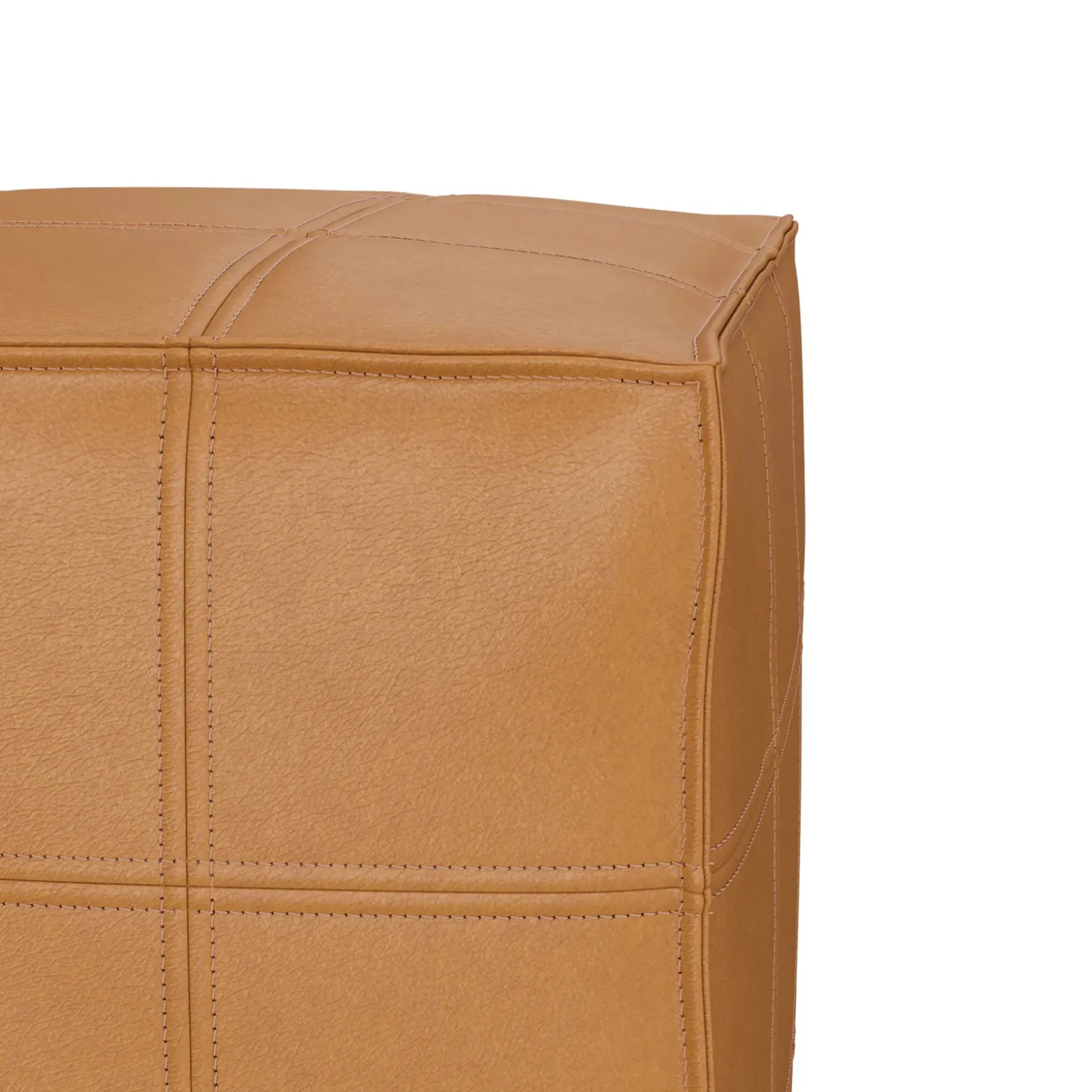 Nash 18" Leather Pouf - Taos Tan